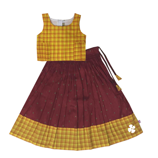 Check red skirt and top